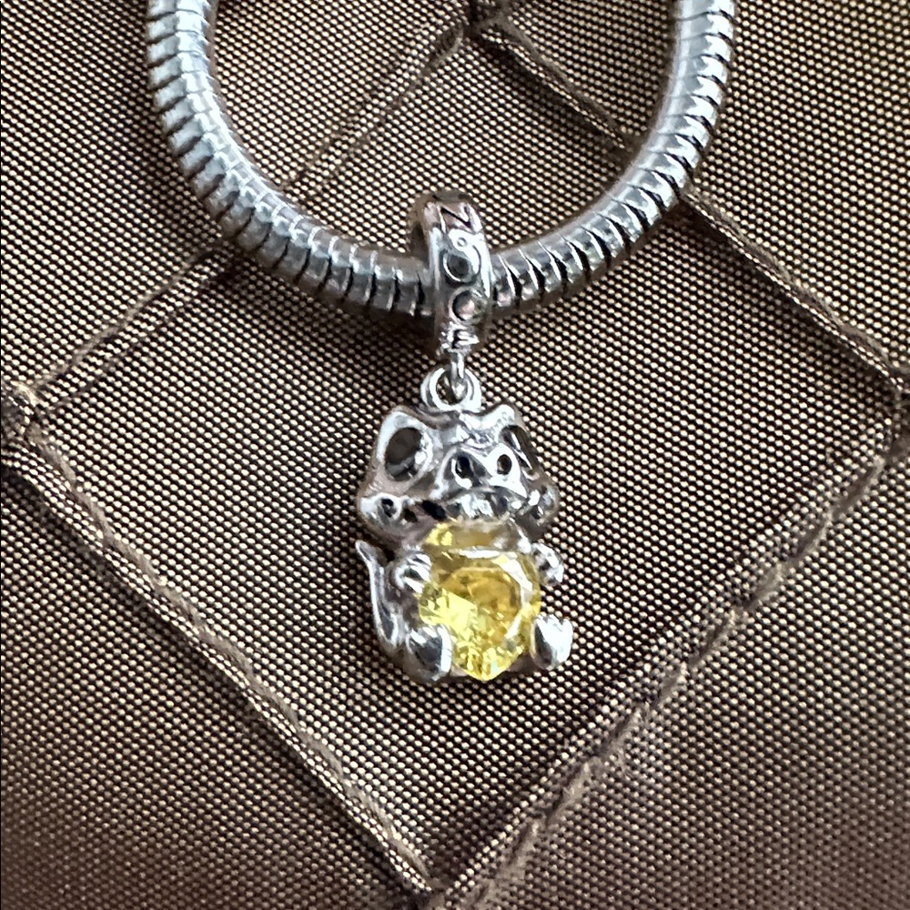 Like New GNOCE 925 SS Bracelet and Baby Crocodile Charm & November Birth Stone